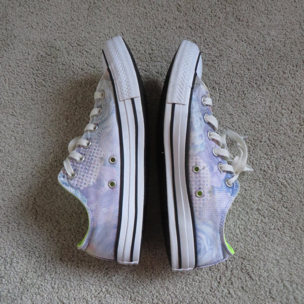Converse Low Top Sneakers in White with Neon Lime Interior - Picture 6 of 10